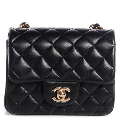 CHANEL Lambskin Quilted Mini Square Flap Black